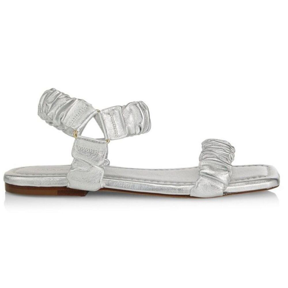 ULLA JOHNSON Isabella Ruched Metallic Leather Sandals NWB Size 38 1/2